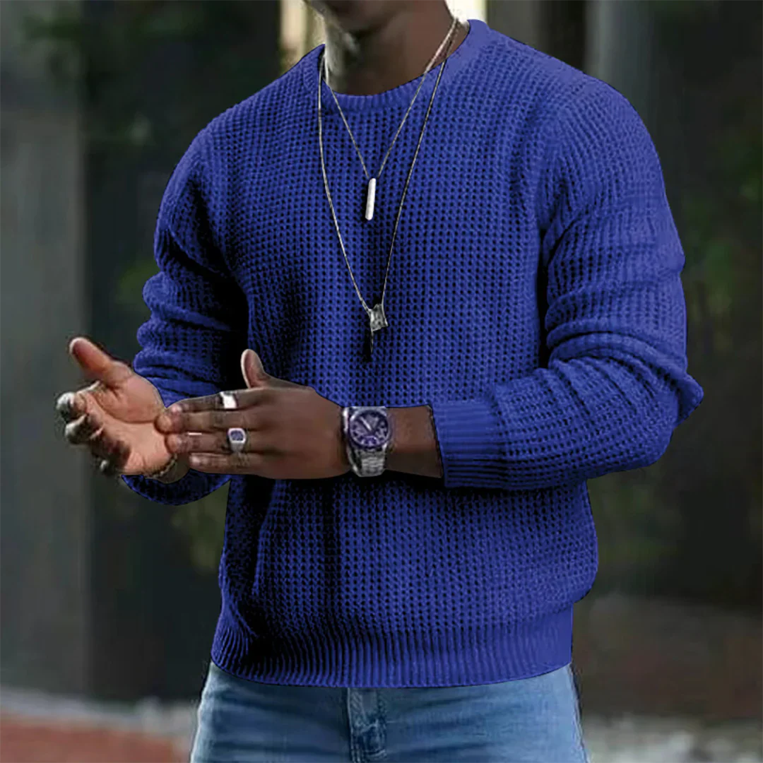 Bequemer Waffelstrickpullover für Herren