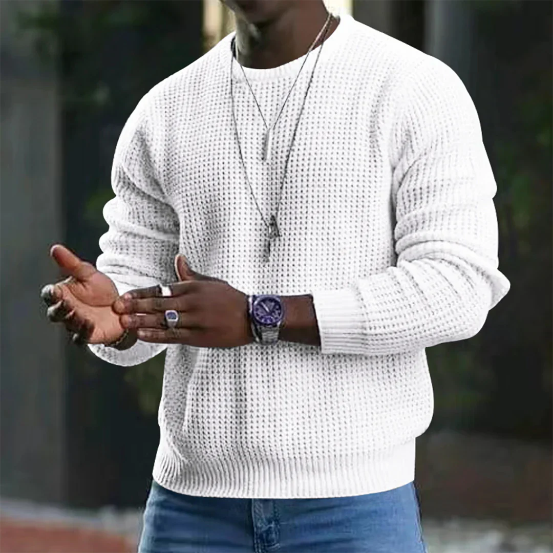 Bequemer Waffelstrickpullover für Herren