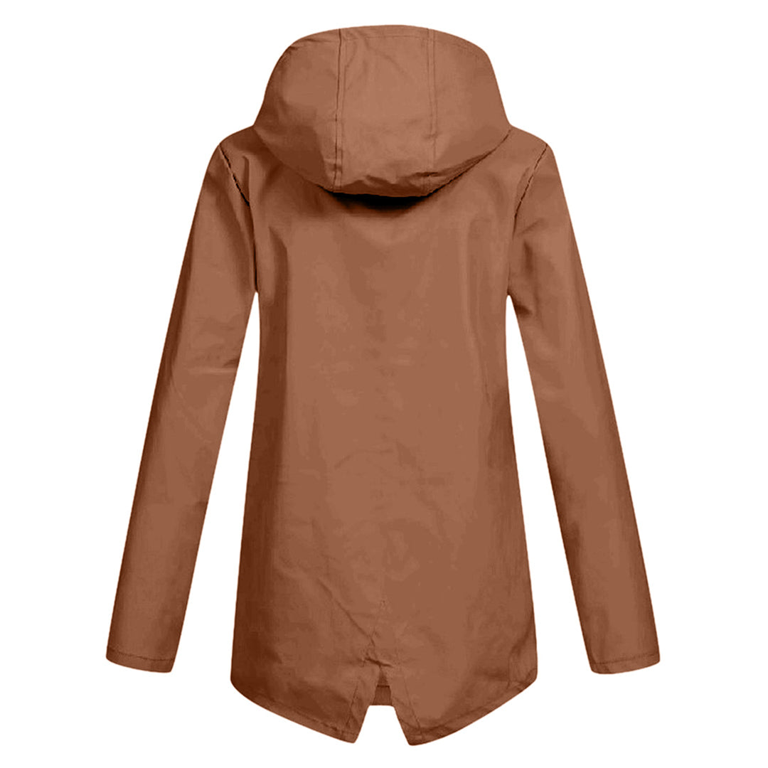 Wasserdichte Damen-Mittellange Jacke mit Reißverschluss