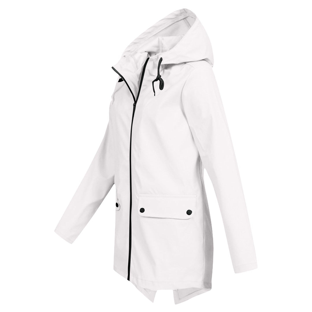 Wasserdichte Damen-Mittellange Jacke mit Reißverschluss