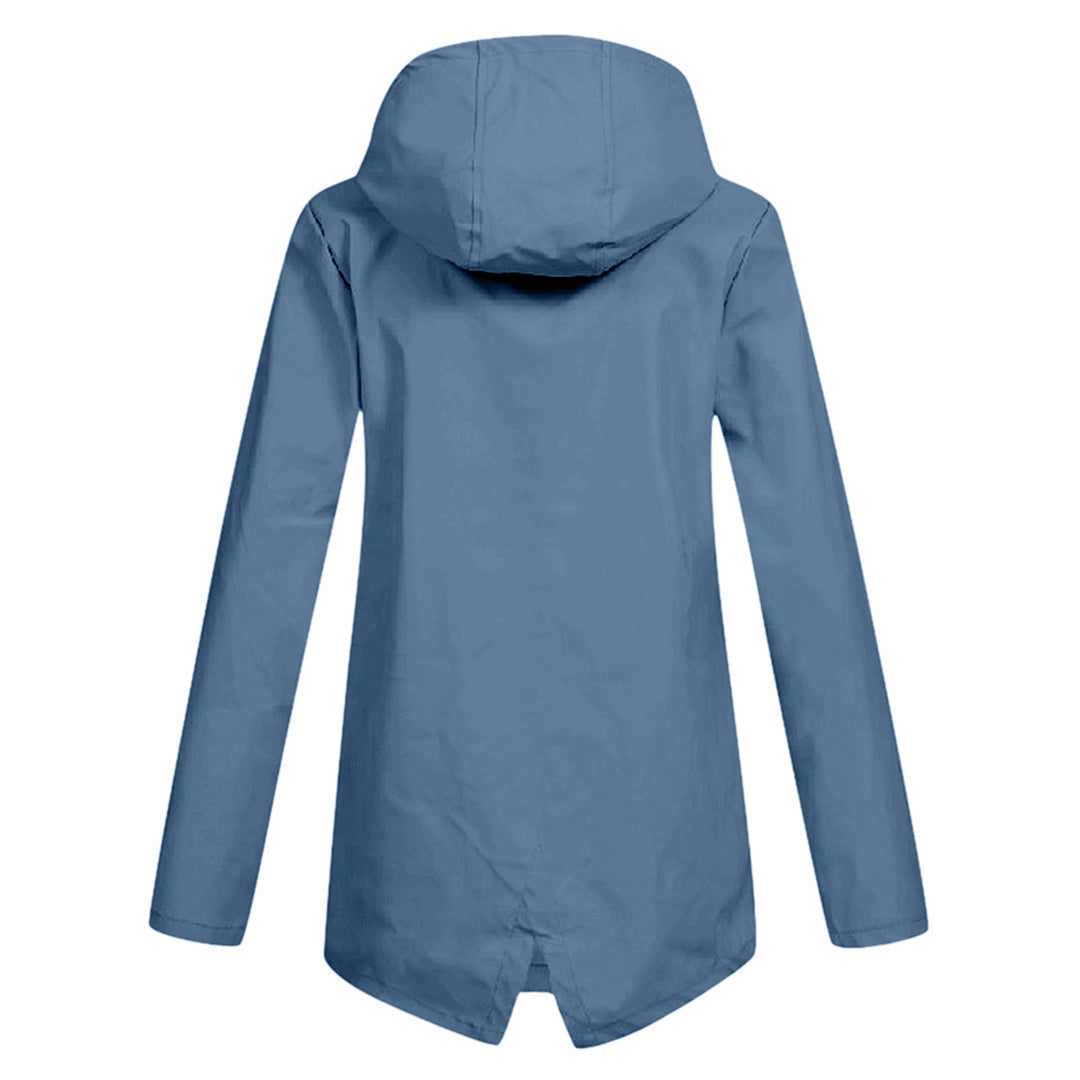 Wasserdichte Damen-Mittellange Jacke mit Reißverschluss