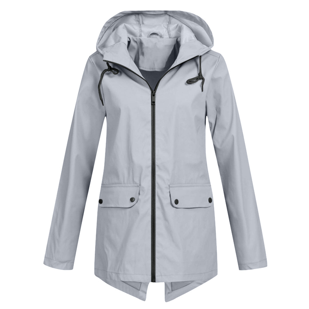 Wasserdichte Damen-Mittellange Jacke mit Reißverschluss