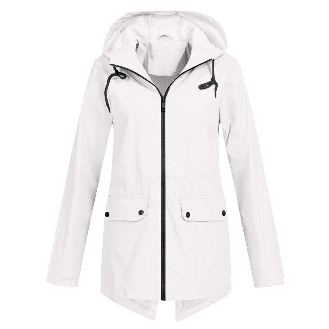 Wasserdichte Damen-Mittellange Jacke mit Reißverschluss