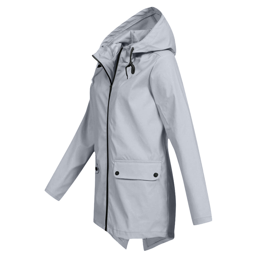 Wasserdichte Damen-Mittellange Jacke mit Reißverschluss