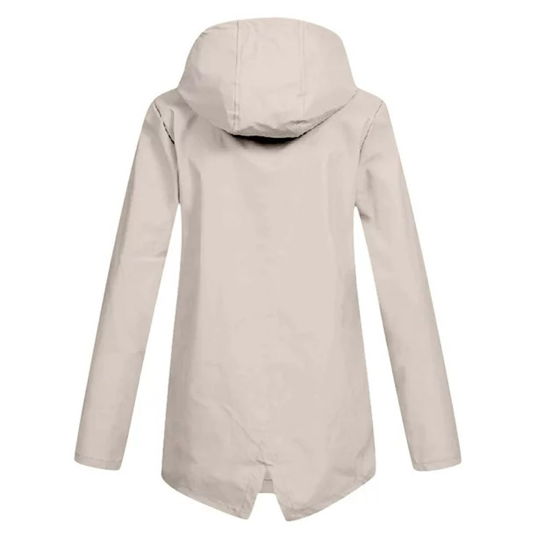 Wasserdichte Damen-Mittellange Jacke mit Reißverschluss