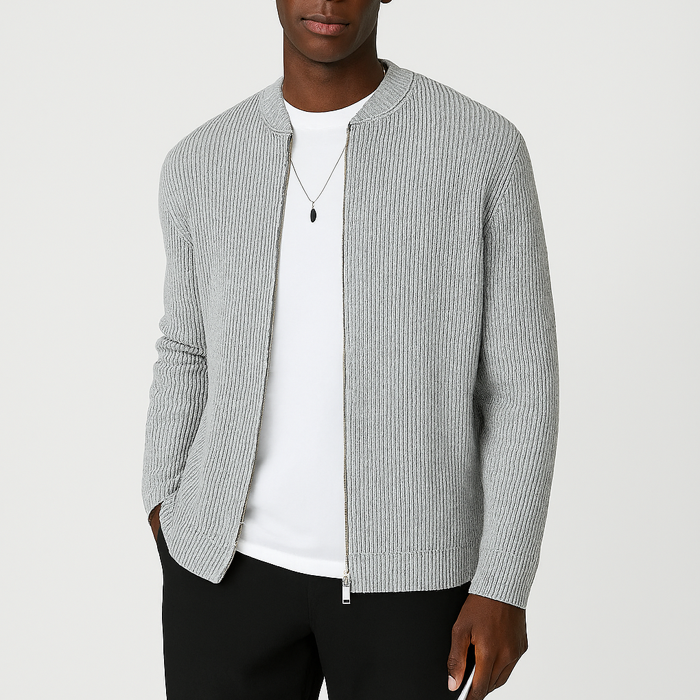 Lässiger Herren-Strickpullover mit Reißverschluss