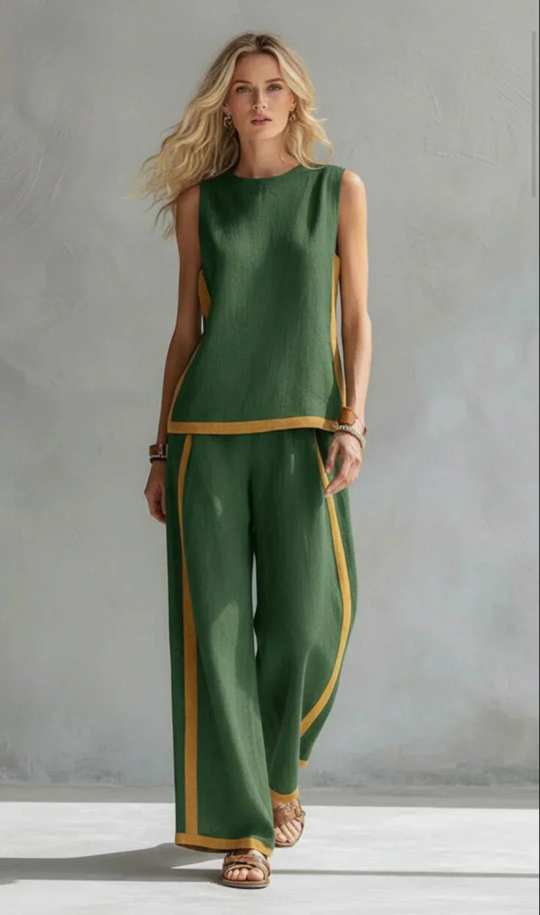 Damen Elegantes Strickjacken-Set mit Zweifarbigen Details