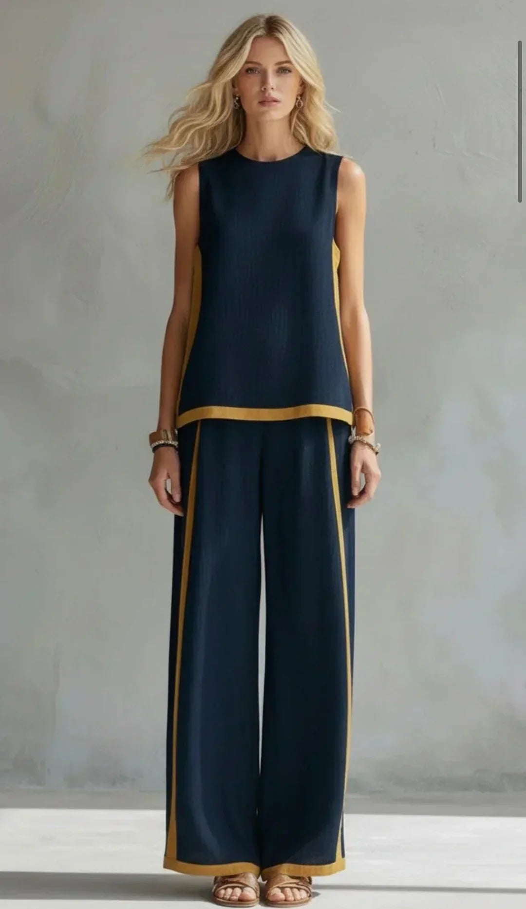 Damen Elegantes Strickjacken-Set mit Zweifarbigen Details