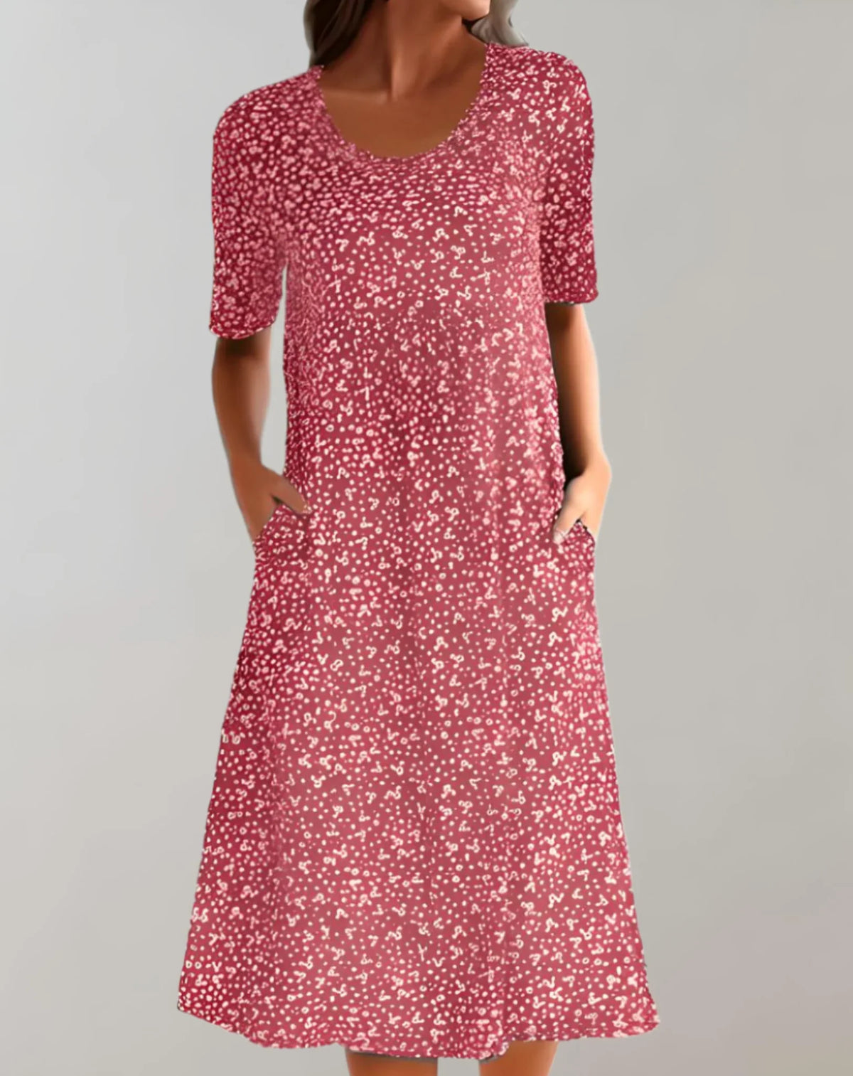 Leichtes Freizeitkleid mit V-Ausschnitt für Damen