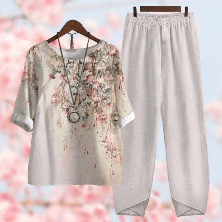 Zweiteiliges Set mit Vintage-Blumenmuster