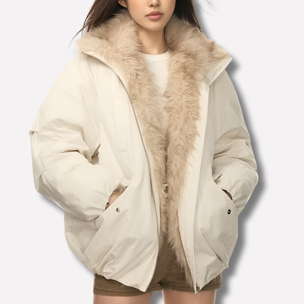 Luxuriöser Winterparka mit Kunstpelzbesatz