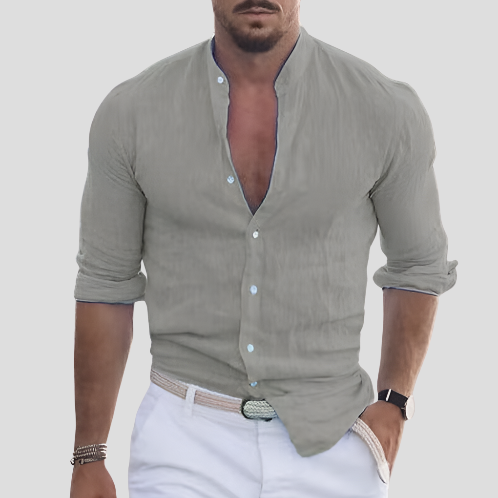 Slim Fit Herrenhemd mit Stehkragen