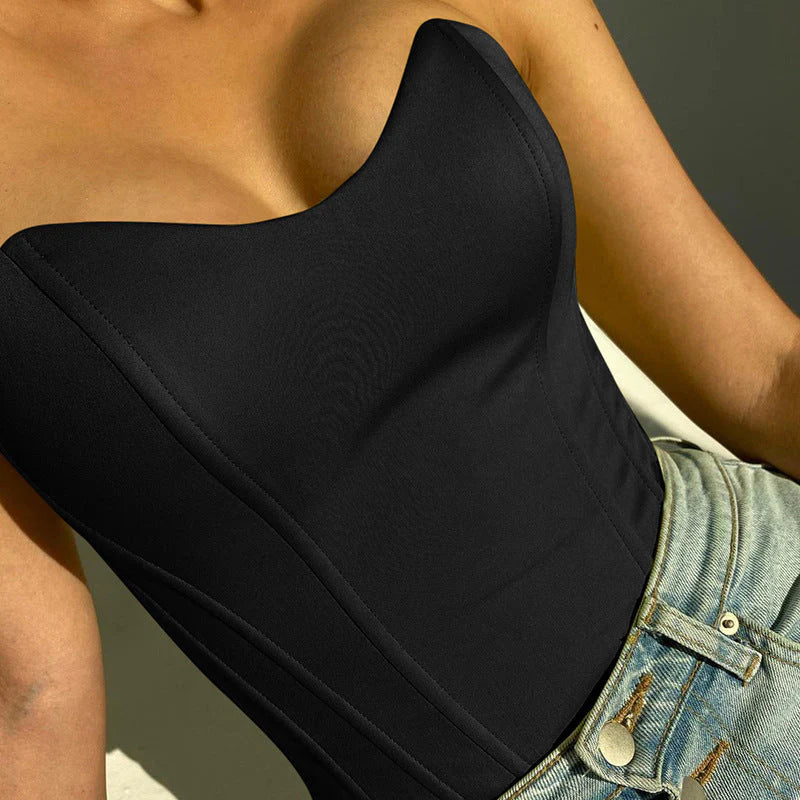 Trägerloses Korsett-Crop-Top