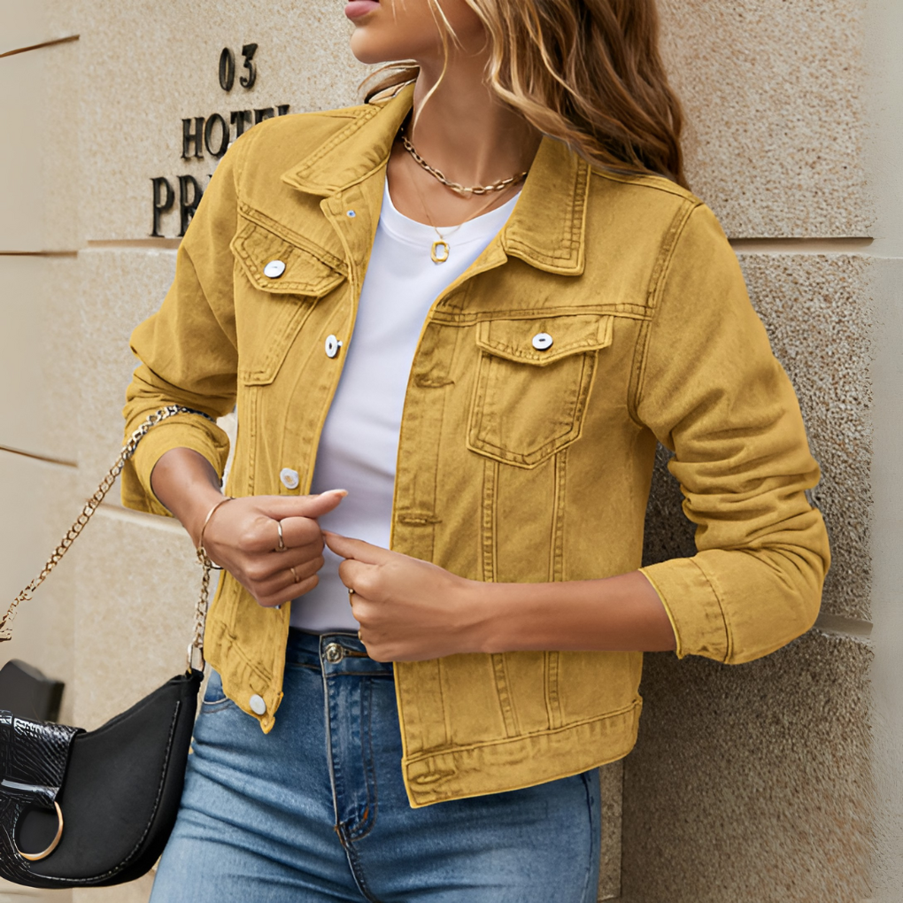 Klassische Jeansjacke mit Knopfleiste für Damen
