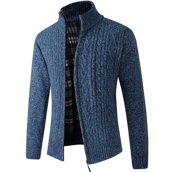 Gestrickter Herrenpullover mit Reißverschluss für Wärme und Stil