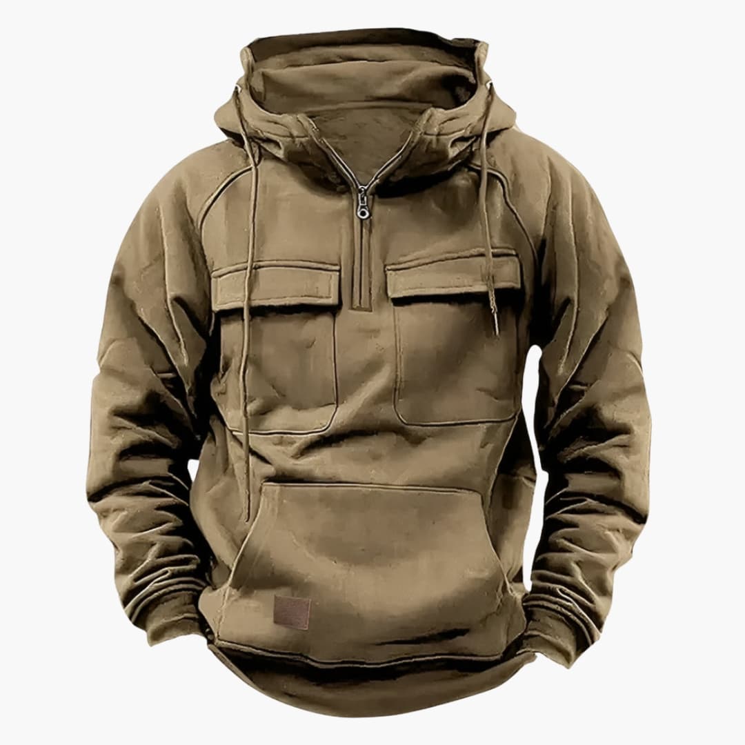 Herren Kapuzenpullover mit Halbzip und Brusttaschen