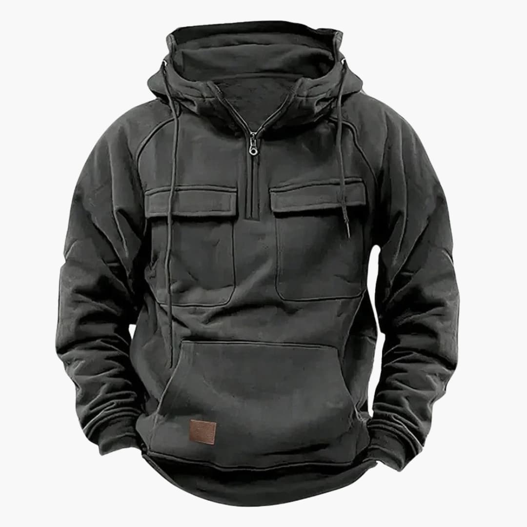 Herren Kapuzenpullover mit Halbzip und Brusttaschen