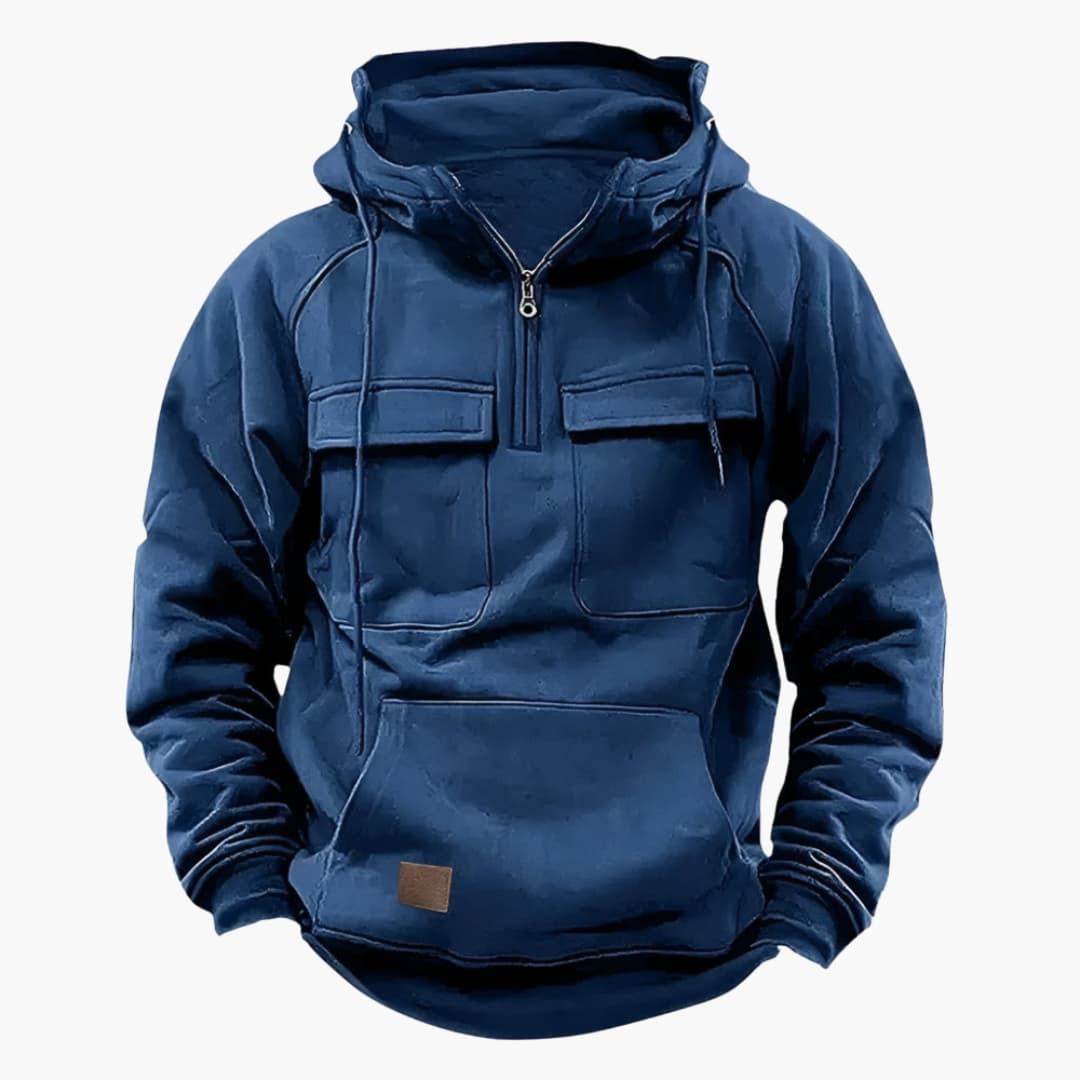 Herren Kapuzenpullover mit Halbzip und Brusttaschen