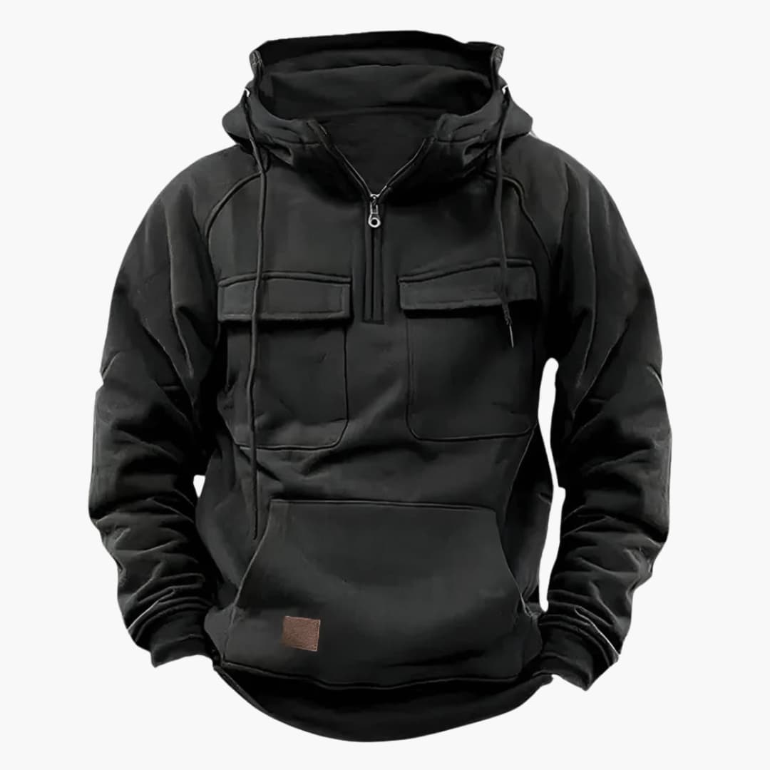 Herren Kapuzenpullover mit Halbzip und Brusttaschen