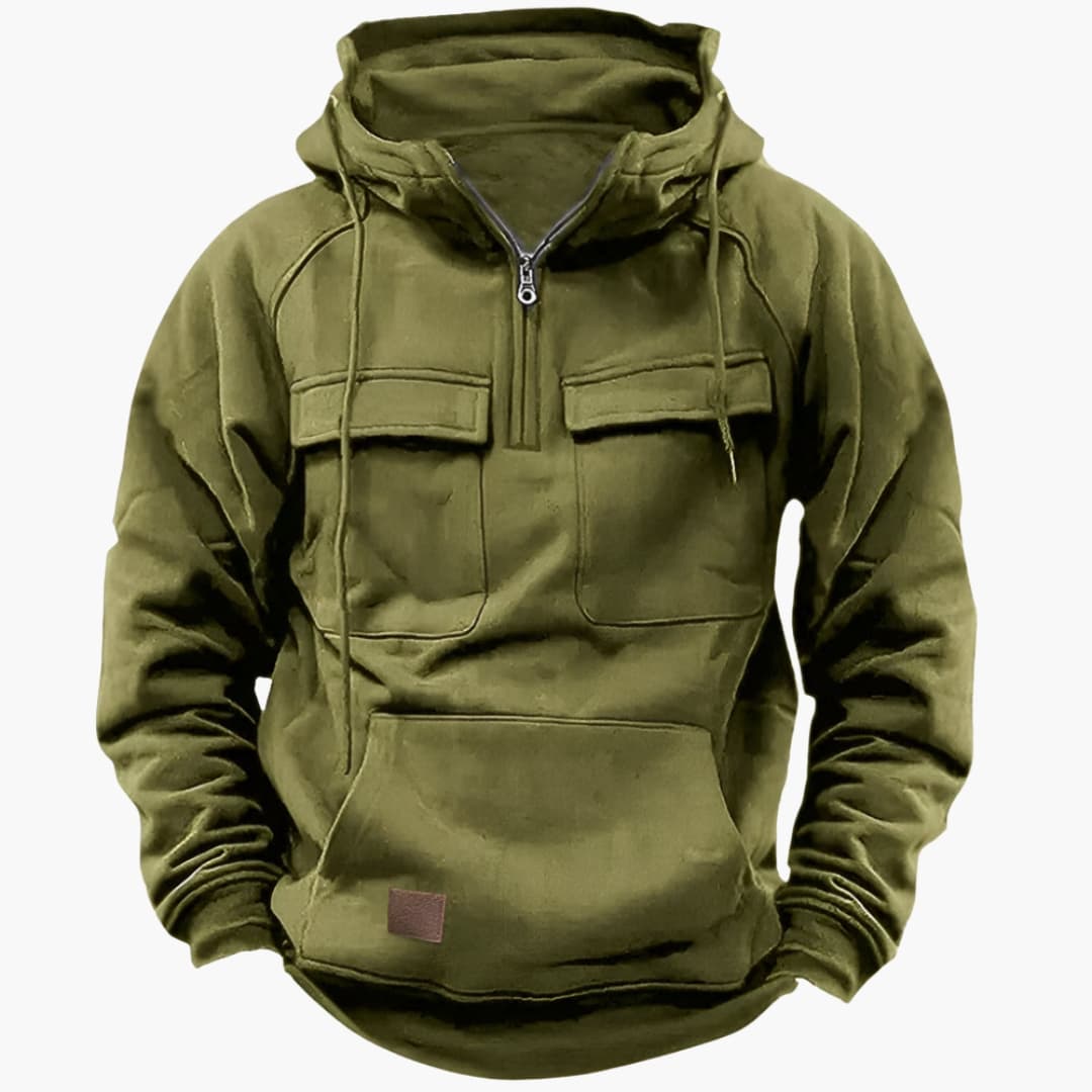 Herren Kapuzenpullover mit Halbzip und Brusttaschen