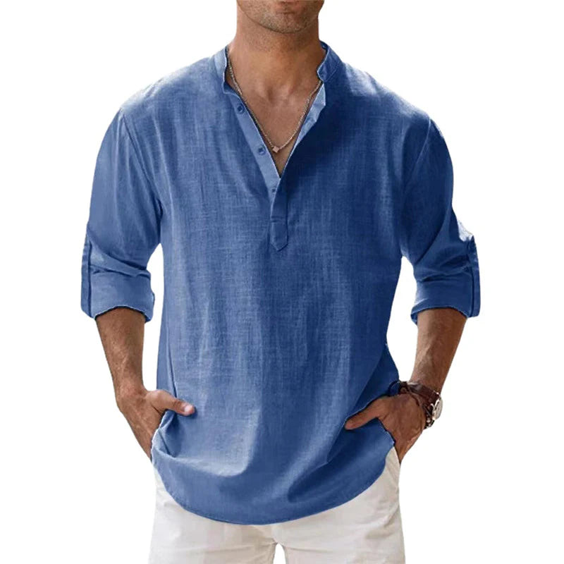 Zup Henley-stijl strandoverhemd voor heren