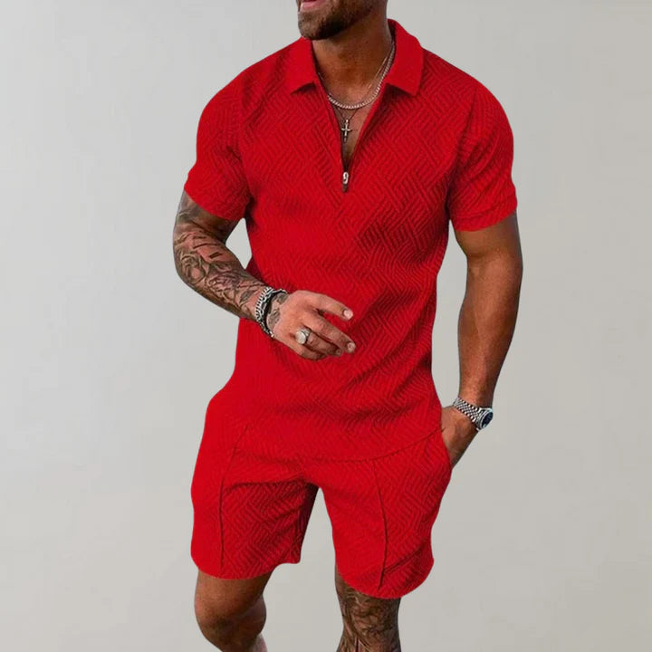 Stilvolle zweiteilige Herren-Sommer-Set mit Poloshirt und Shorts