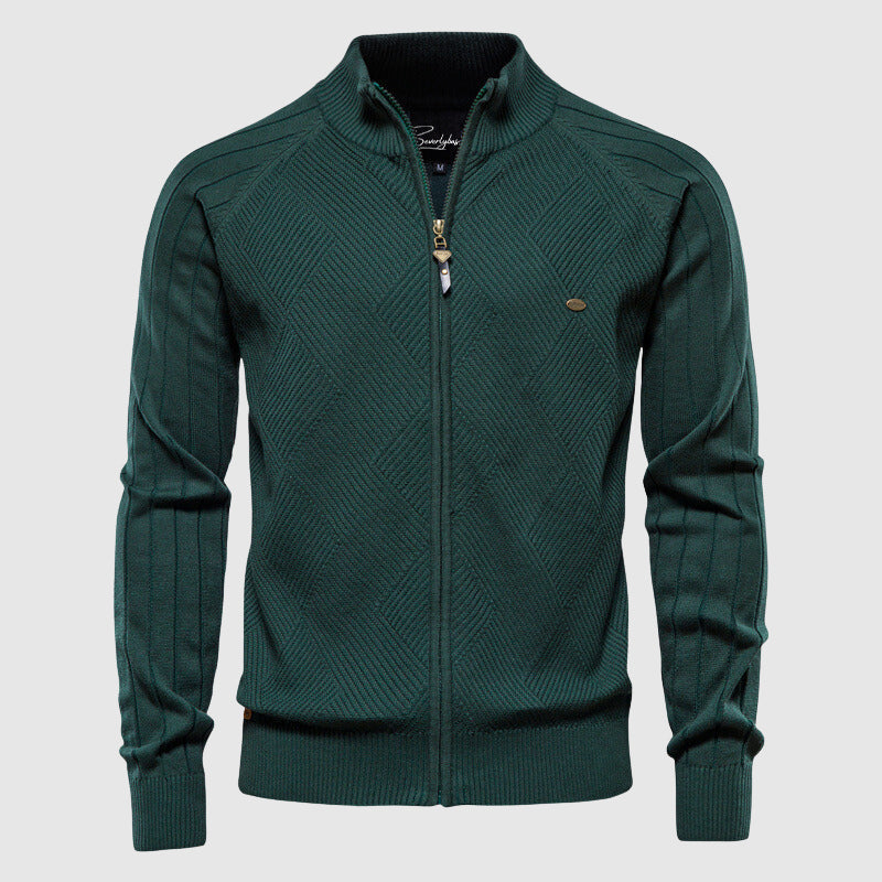 Zyan – Herren-Strickjacke aus Baumwolle mit durchgehendem Reißverschluss