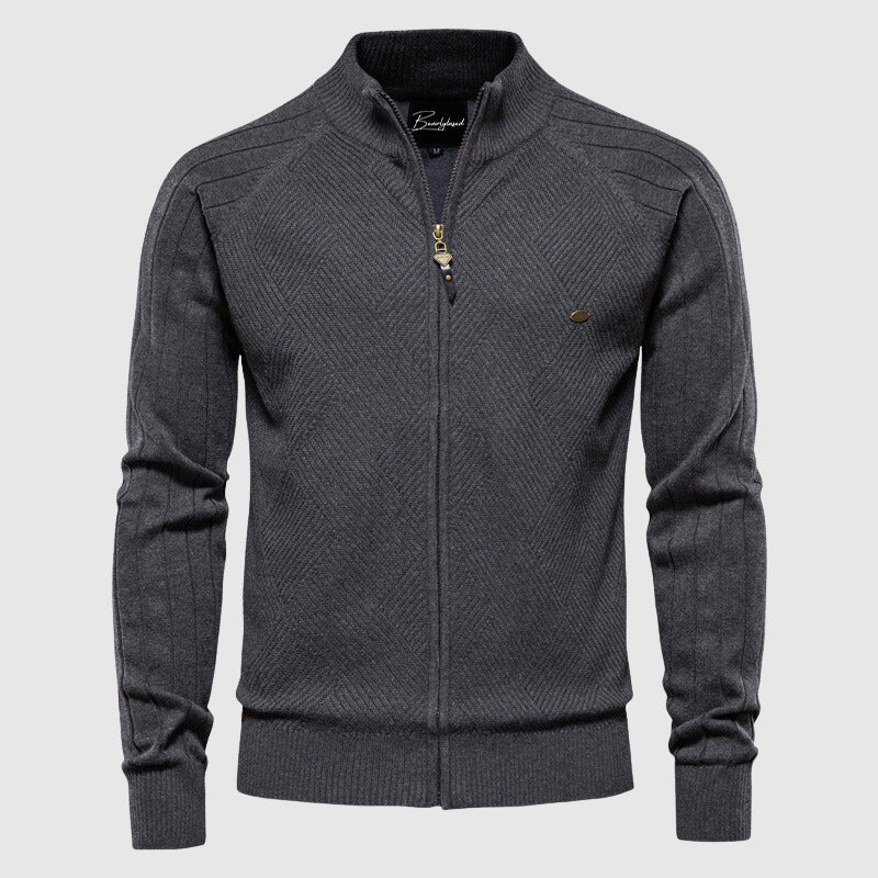 Zyan – Herren-Strickjacke aus Baumwolle mit durchgehendem Reißverschluss