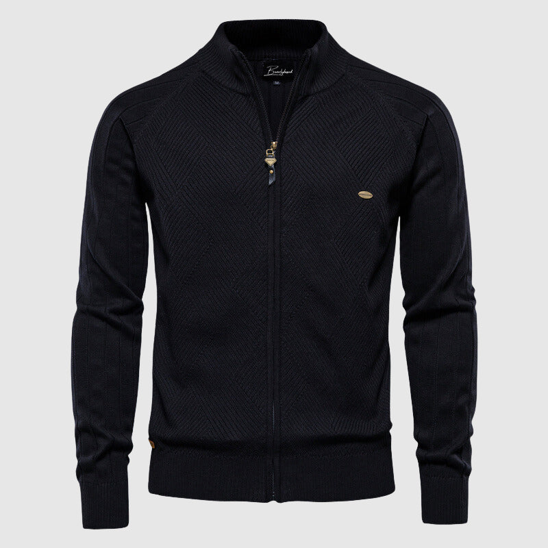 Rollkragen-Cardigan mit Reißverschluss für Herren