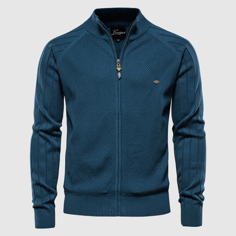 Rollkragen-Cardigan mit Reißverschluss für Herren