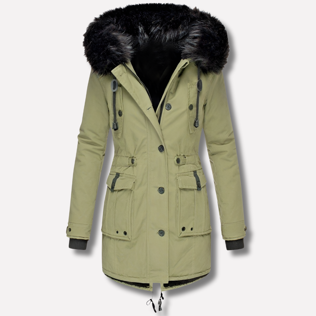 Damen Parka-Jacke mit Kapuze und Klappentaschen