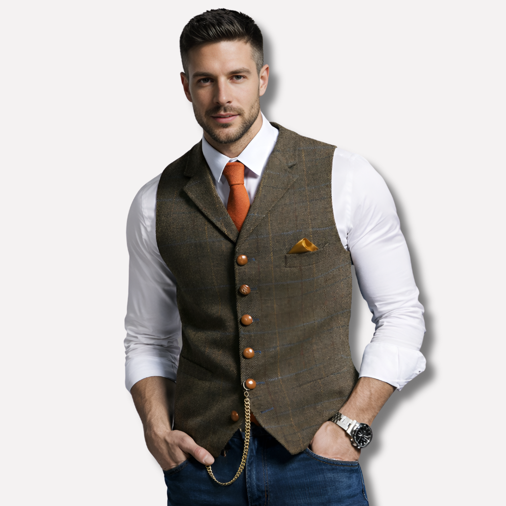 Klassische formelle Weste mit Revers und Knopfverschluss