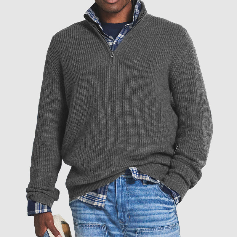 Herrenpullover mit Reißverschluss aus hochwertiger Wolle