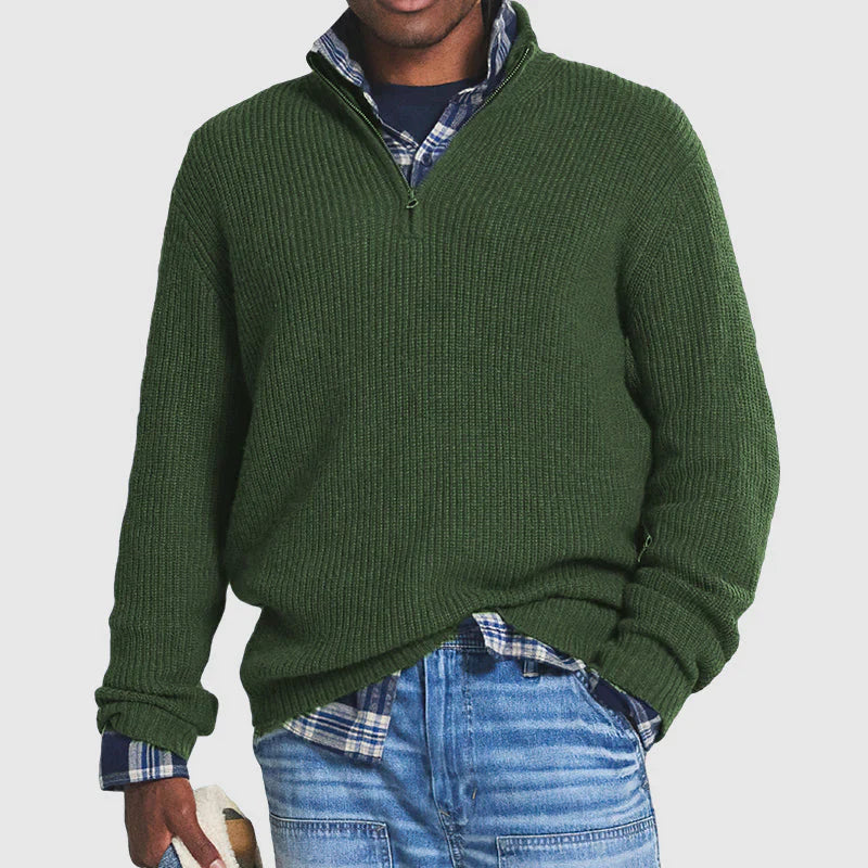 Herrenpullover mit Reißverschluss aus hochwertiger Wolle
