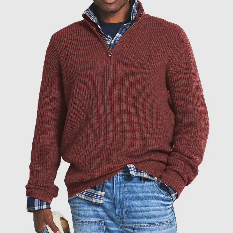 Herrenpullover mit Reißverschluss aus hochwertiger Wolle