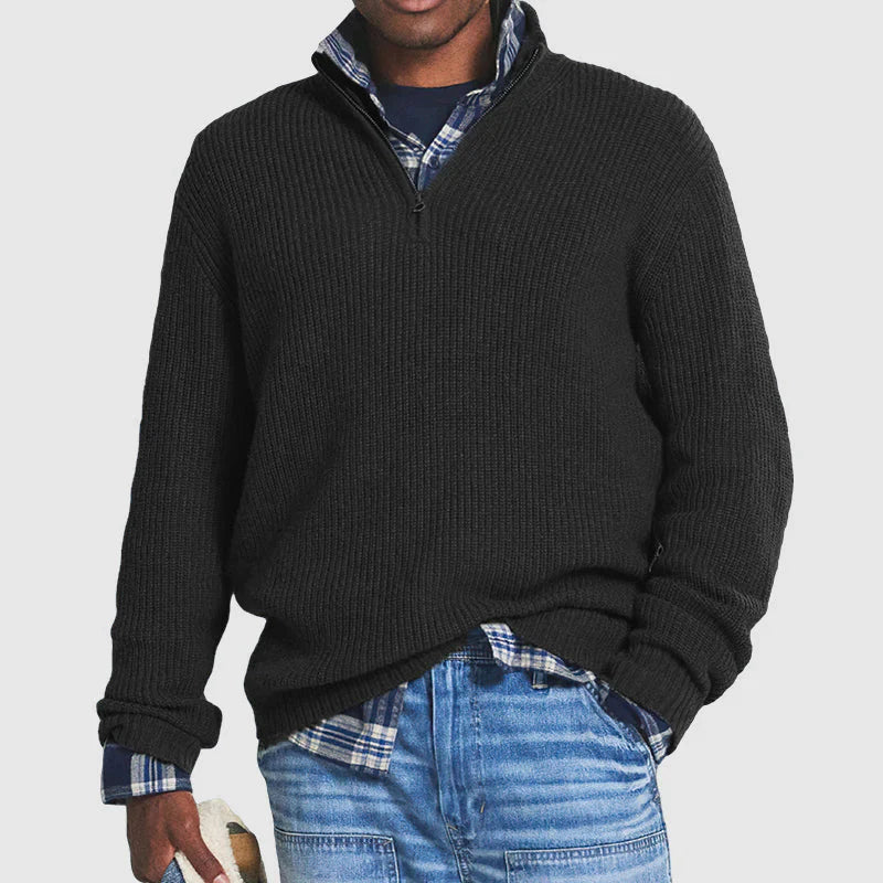 Herrenpullover mit Reißverschluss aus hochwertiger Wolle