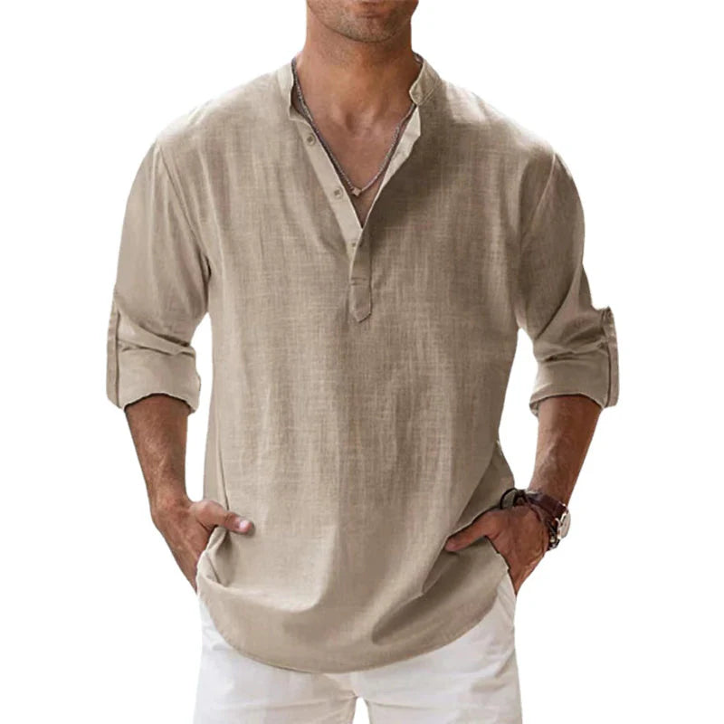 Zup Henley-stijl strandoverhemd voor heren