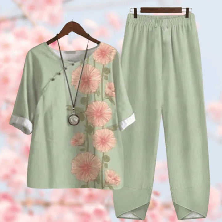 Zweiteiliges Set mit Vintage-Blumenmuster