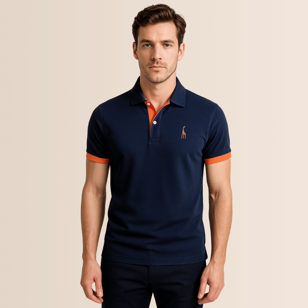 Herren-Poloshirt aus Baumwolle mit Stehkragen