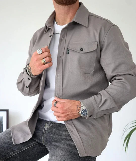 Herren Langarmhemd mit Taschen Klassisches Utility für den Alltag