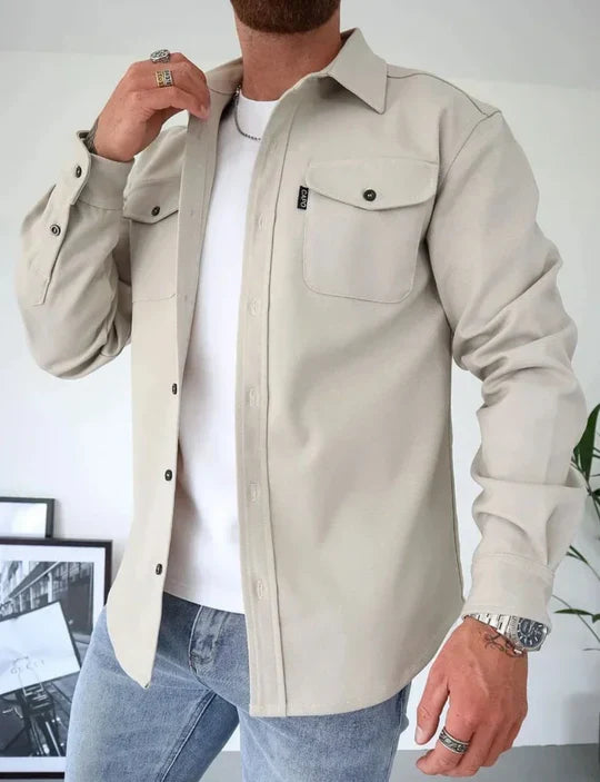 Herren Langarmhemd mit Taschen Klassisches Utility für den Alltag
