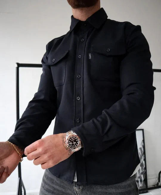 Herren Langarmhemd mit Taschen Klassisches Utility für den Alltag