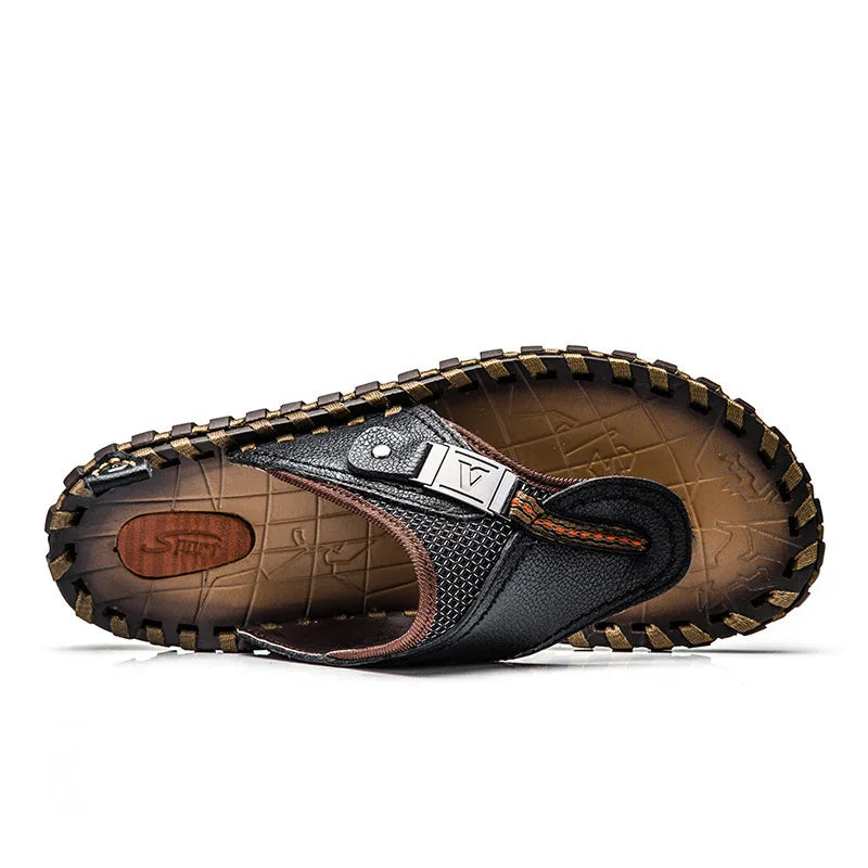 Stilvolle Herren-Leder-Zehensandalen