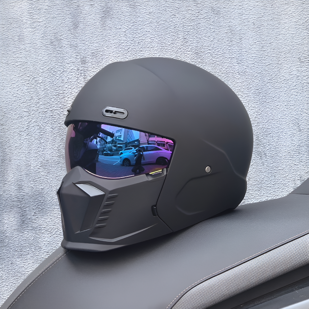 Motorradhelm im Retro-Look mit Visier
