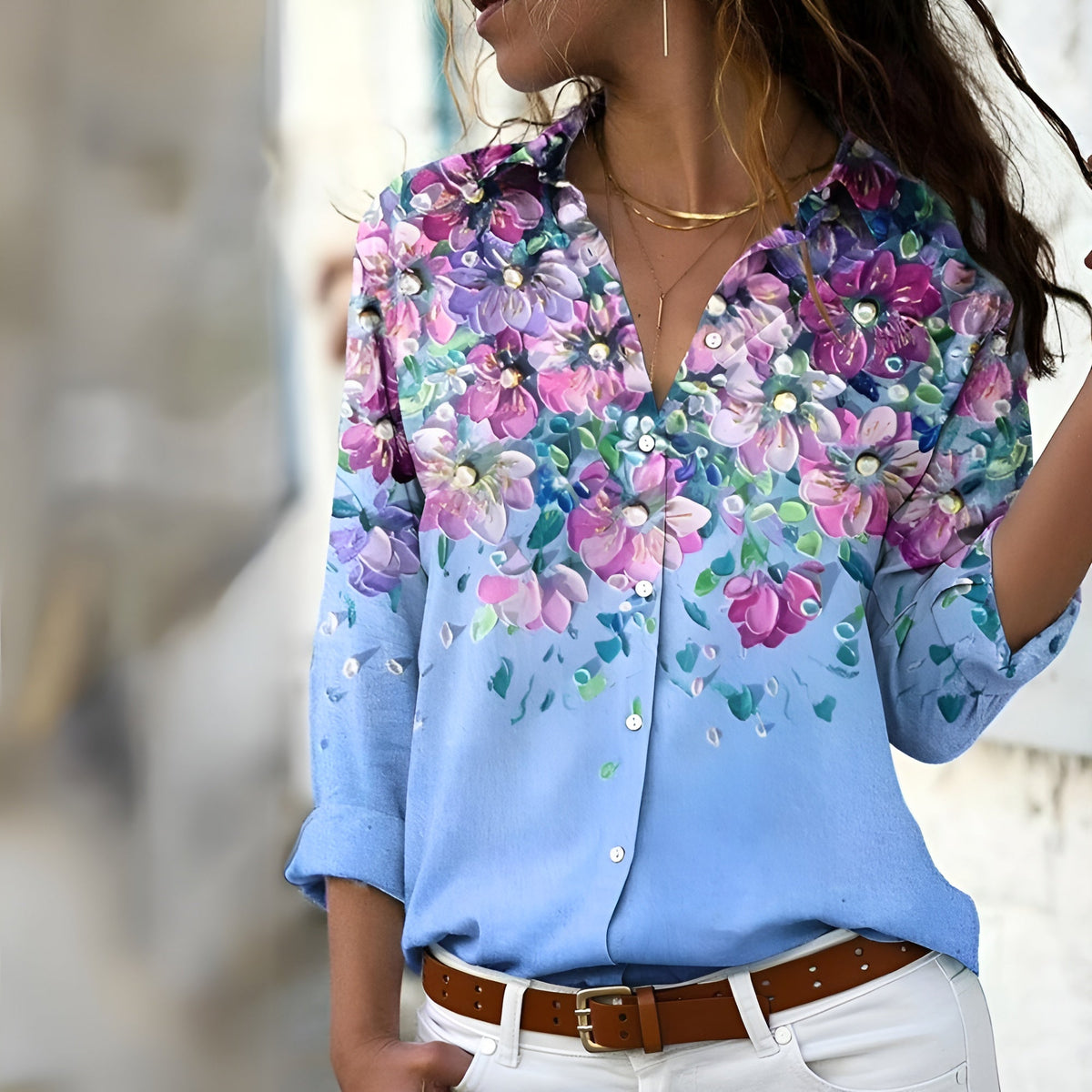 Sommerliches Maxikleid mit V-Ausschnitt und Boho-Muster