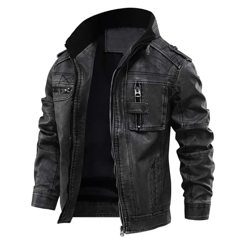 Schwarze Lederjacke für Herren