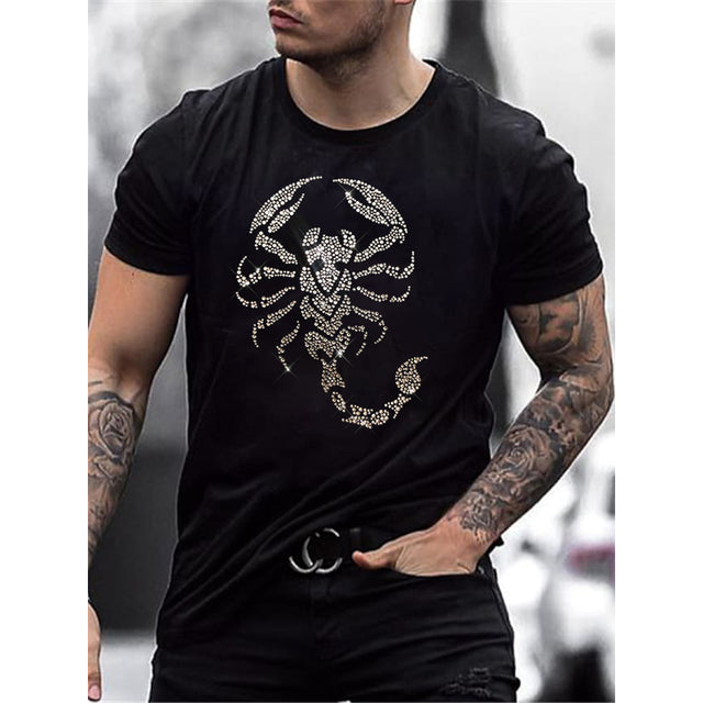 Oversized Herren T-Shirt mit Rundhalsausschnitt und Strass