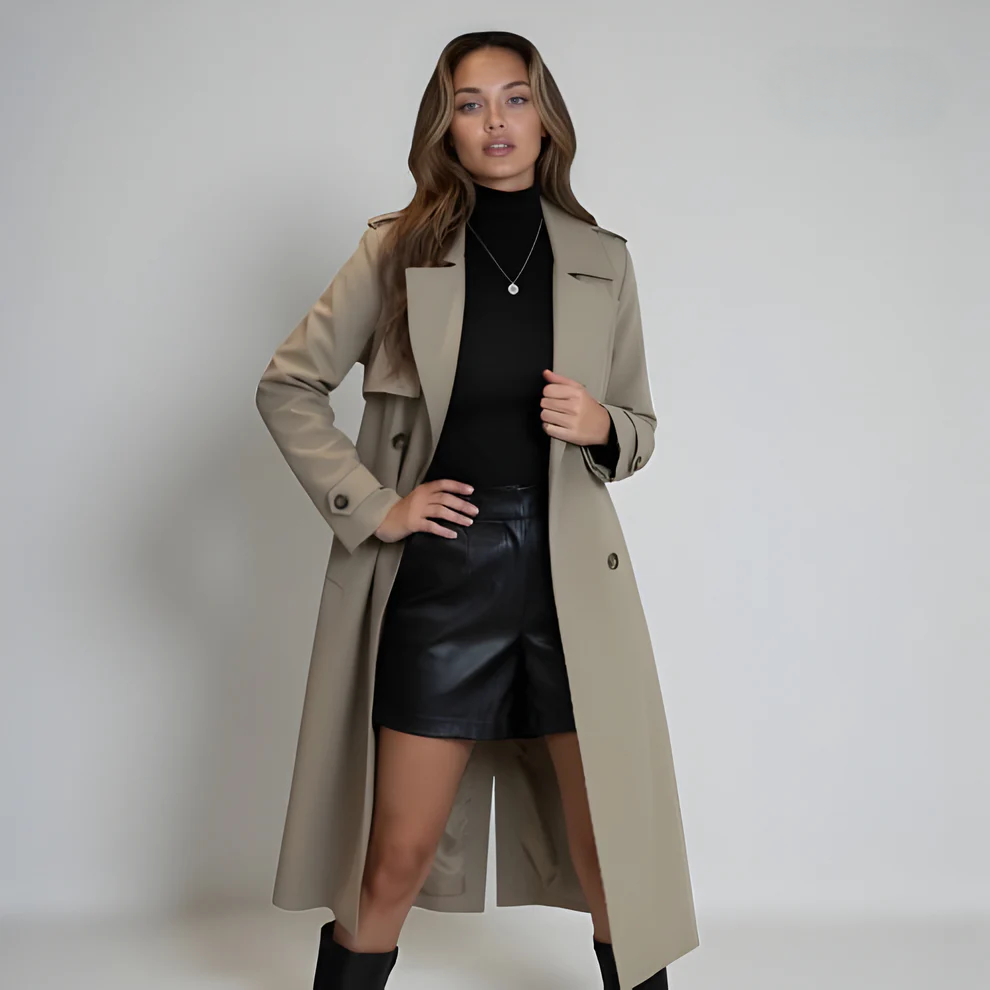 Damen Eleganter Trenchcoat mit Taillengürtel