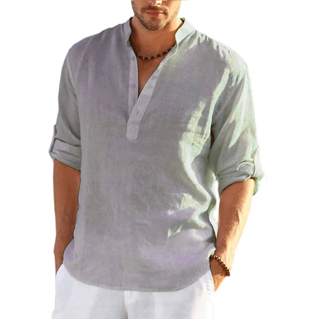 Herren Sommer Leinenhemd
