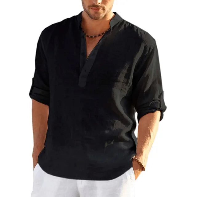 Herren Sommer Leinenhemd